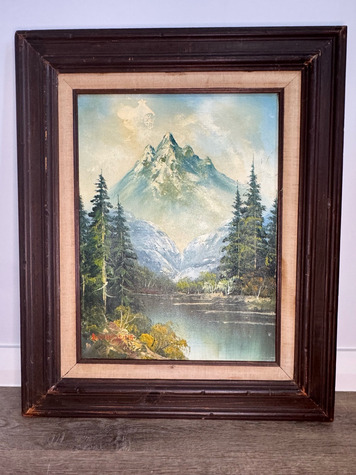 Still Mountains – Vintage Mid-Century Framed Oil Painting by B. Armstrong