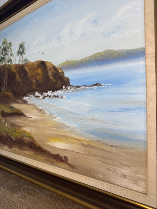 Coastal Drift – Vintage 1988 Framed Original Oil Painting