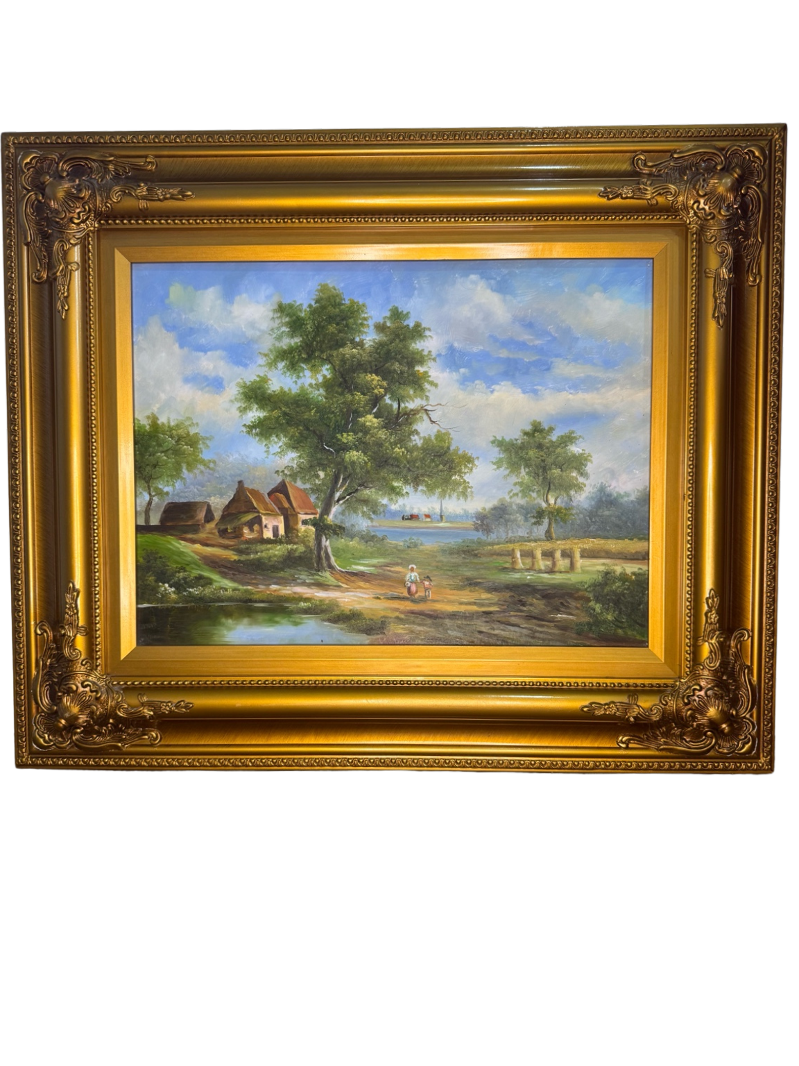 By the River’s Gold – Vintage Framed Original Oil Landscape