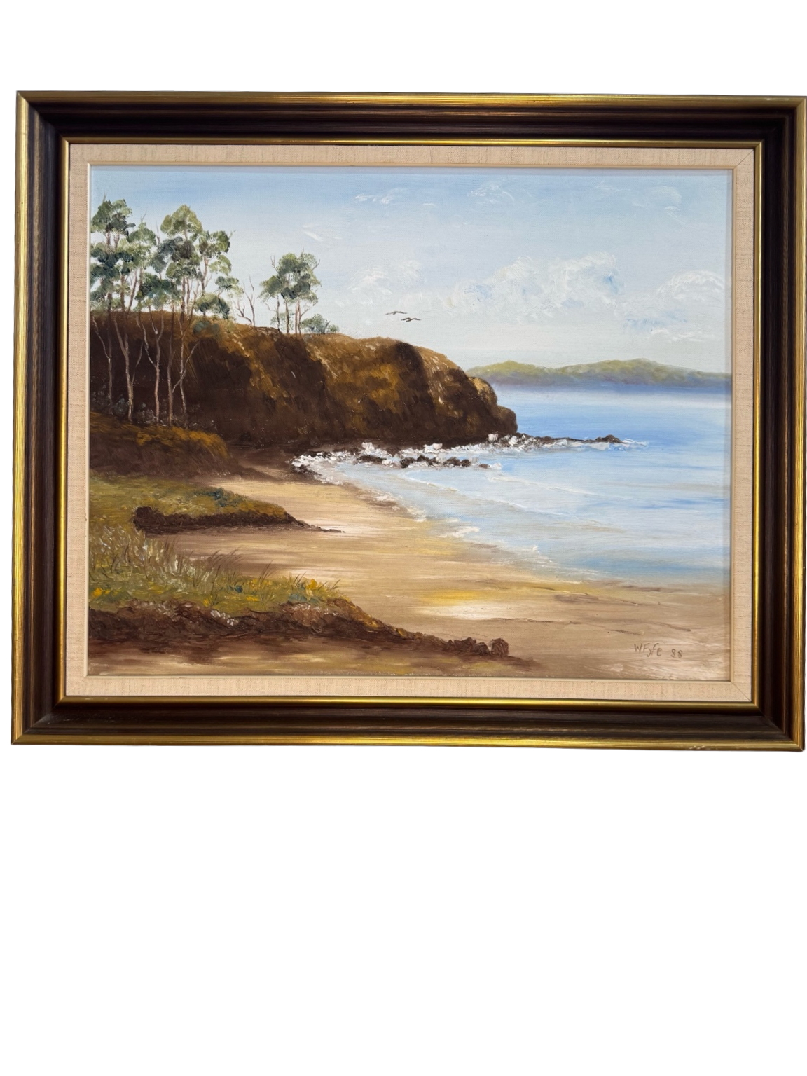 Coastal Drift – Vintage 1988 Framed Original Oil Painting