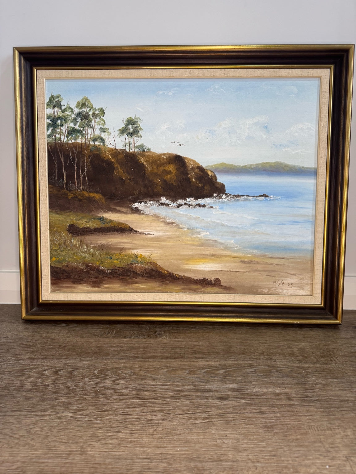 Coastal Drift – Vintage 1988 Framed Original Oil Painting