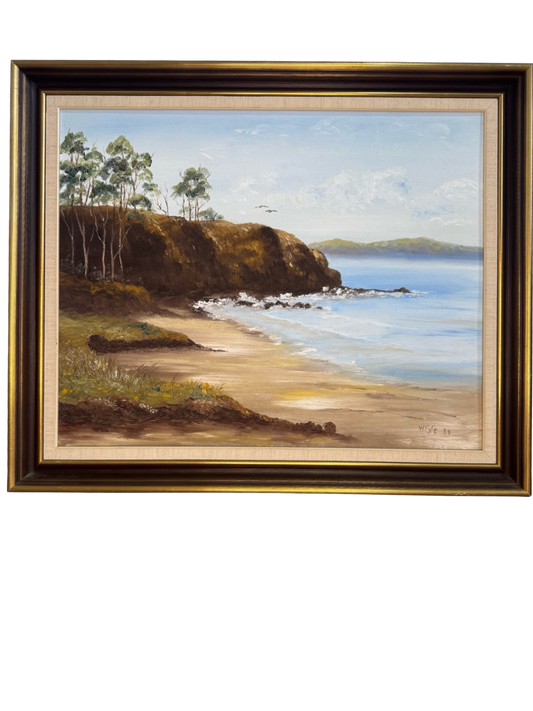 Coastal Drift – Vintage 1988 Framed Original Oil Painting
